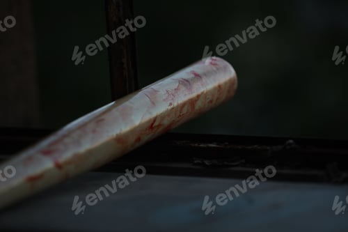 Preview: Closeup shot of a painted baseball bat in a cinematic style