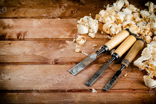 Preview: Chisel with a bunch of wood sawdust.