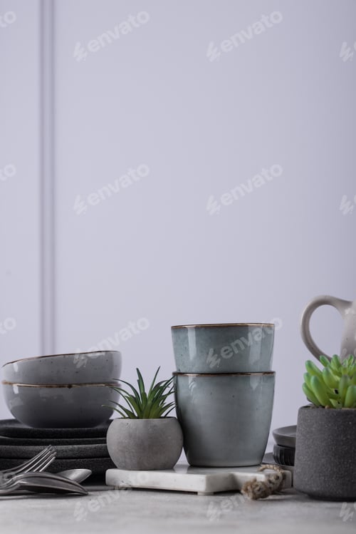 Preview: Craft ceramic plates, bowls and cups