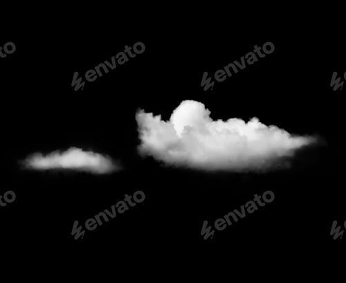Preview: White Cloud Isolated on Black Background