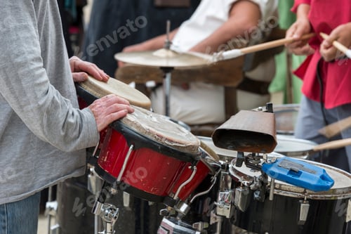 Preview: people playing music on the market
