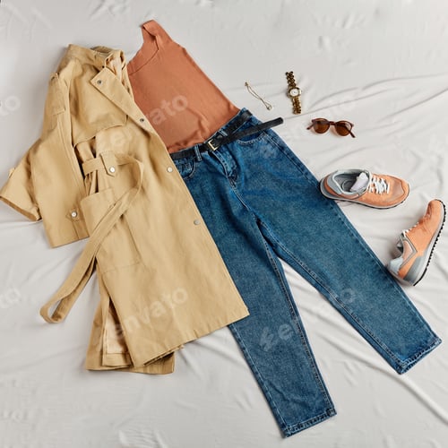 Preview: sale of female casual clothes , top view photo