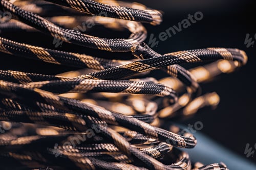 Preview: Close-up of a skein of gray rope lies on the floor