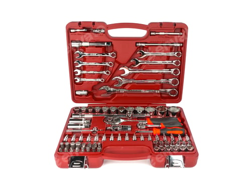 Preview: Toolbox, tools kit case detail close up instruments. set of tools car tool kit tool set background