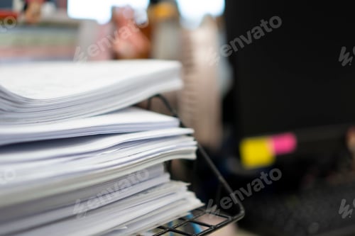 Preview: Stack of paper, Document, many jobs waiting to be done on the table, busy concept
