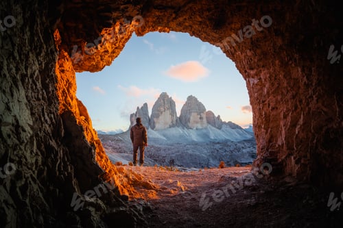 Preview: Tre Cime Di Lavaredo peaks in incredible orange sunset light