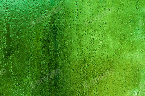 Preview: green wet glass with water droplets