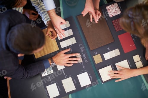 Preview: Group of people discussing about color samples