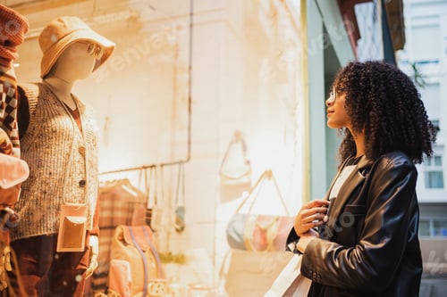 Preview: Girl looking in a store window