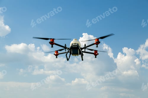 Preview: Agriculture drone fly to sprayed fertilizer on the fields. Industrial agriculture and smart farming