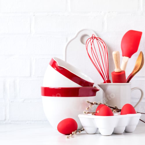 Preview: Easter Background for baking with ingredients for cooking. Traditional Easter decoration