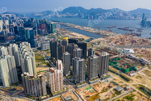 Preview: Kai Tak, Hong Kong 12 September 2019: Top view of Hong Kong city