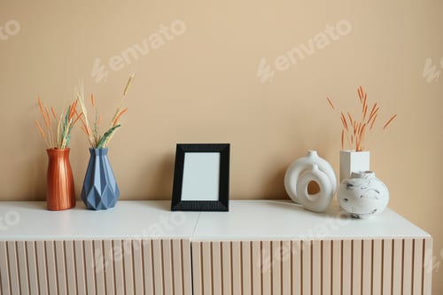 Preview: living room interior with mock up poster frame,