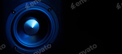 Preview: Multimedia acoustic sound speakers with blue neon lighting