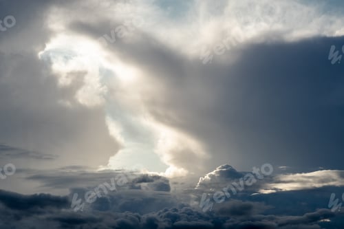 Preview: Dramatic sky with grey clouds over the city before the storm.