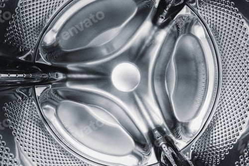 Preview: Washing machine drum inside, silver-colored steel background