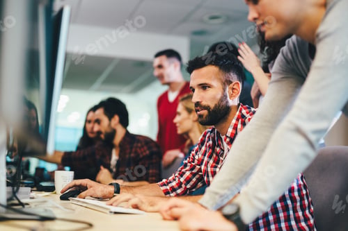 Preview: Portrait of programmers working in development software company