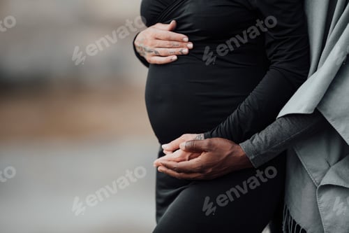 Preview: Young beautiful interracial millennial couple expecting a baby.