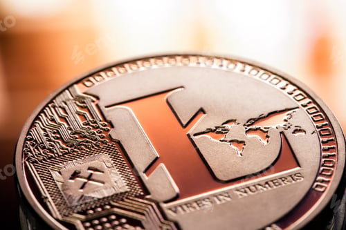 Preview: Coin litecoin closeup on a beautiful background.