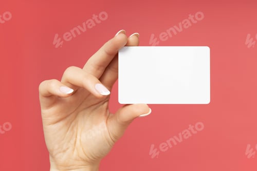 Preview: Blank near the card in female hands