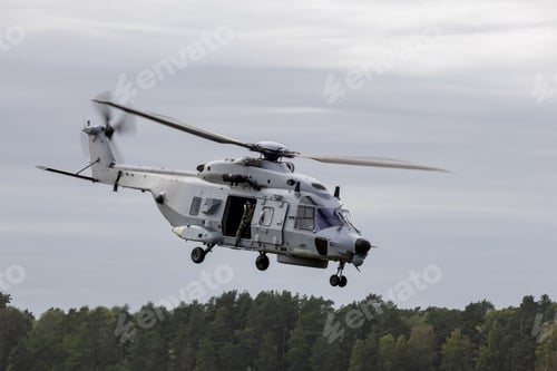 Preview: HKP 16 in flight during Ronneby 2024 air show in Sweden
