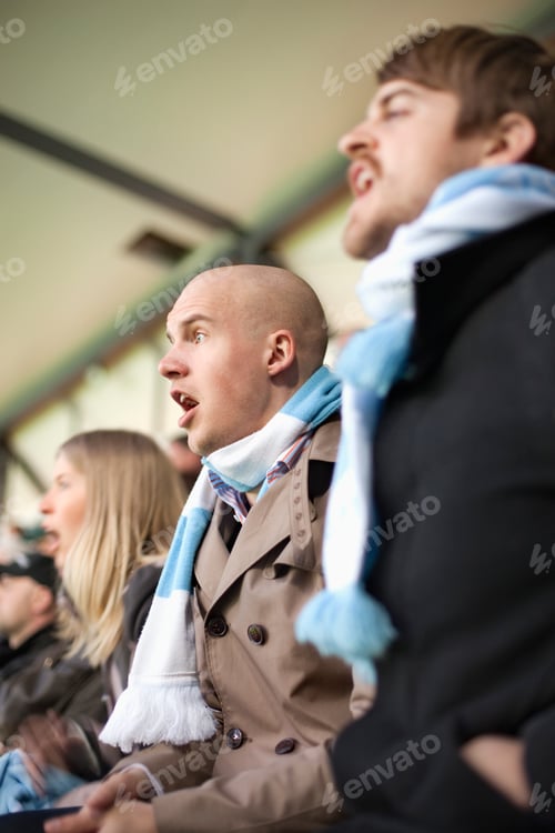 Preview: Surprised friends watching match at stadium