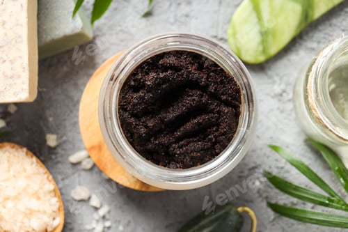 Preview: Concept of skin and face care, coffee scrub