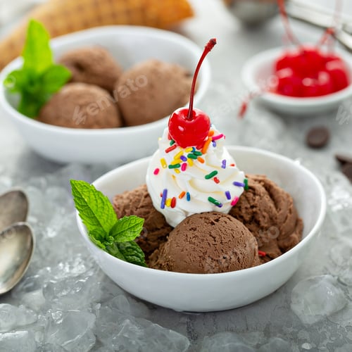 Preview: Chocolate ice cream sundae in a bowl