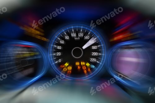 Preview: Motion blur of modern car instrument panel dashboard