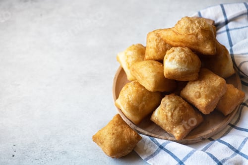 Preview: Kazakh national baking - Baursak. Traditional baking, deep fried pieces of yeasty dough.