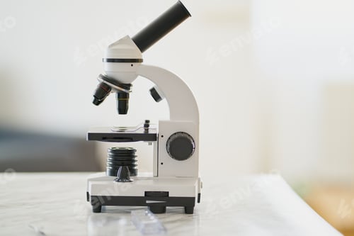 Preview: Selective focus shot of a white microscope