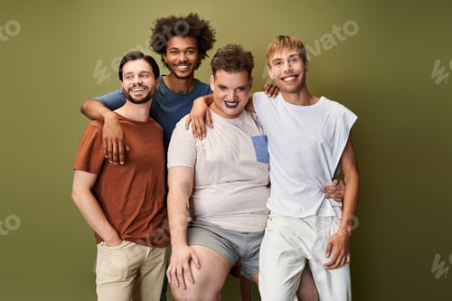 Preview: Celebrating LGBTQ friendship and pride with vibrant expressions and unity in a colorful studio
