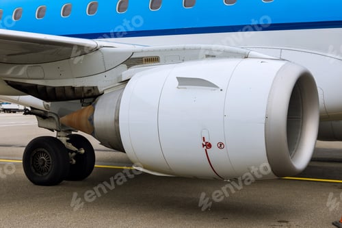 Preview: Close up of an engine of big passenger airplane