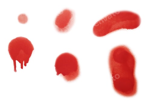 Preview: Spots drawn by red spray paint on white background