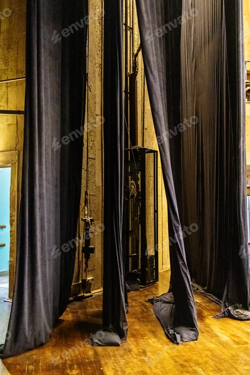 Preview: space between curtains on theatre stage