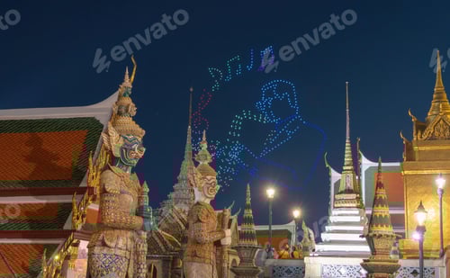 Preview: Golden pagoda at Temple of the Emerald Buddha in Bangkok, Thailand. Wat Phra Kaew and Grand palace