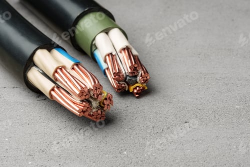 Preview: Different Types of Electrical Wires on Gray Concrete Surface