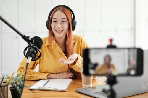 Preview: Live Podcast Session with Smiling Female Host