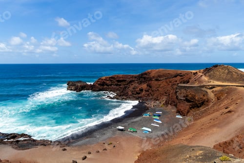 Preview: A view of a beach of Lanzarote, Canary Islands, Spain.