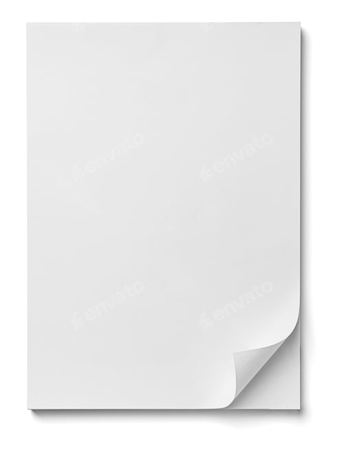 Preview: Close Up Of Stack Of Papers With Curl On White Background