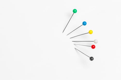 Preview: Group of pushpins isolated over white background