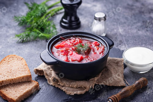 Preview: Traditional Ukrainian beetroot soup borsch