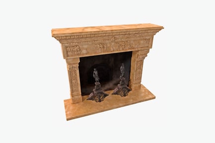 Preview: Carved mantelpiece with figural candlesticks