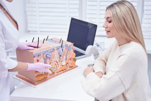 Preview: Beauty clinic customer learning basics of skin anatomy