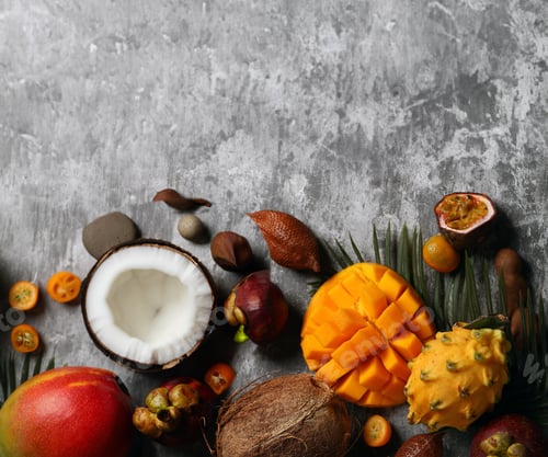 Preview: tropical fruits assorted coconut and pineapple