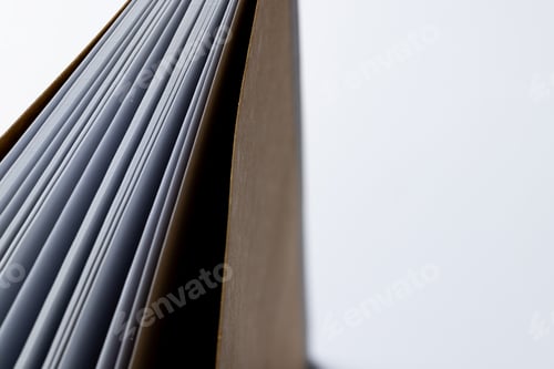 Preview: Micro of notebook pages and copy space on white background