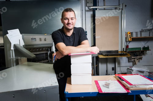 Preview: Portrait of worker in paper printing workshop