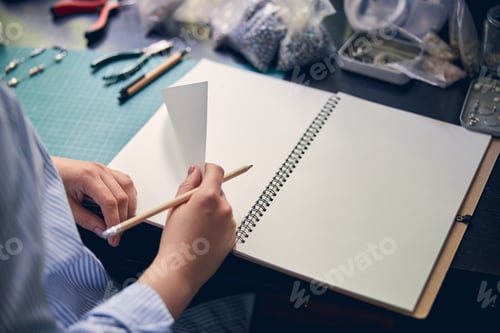 Preview: Blank notebook of specialist in work room