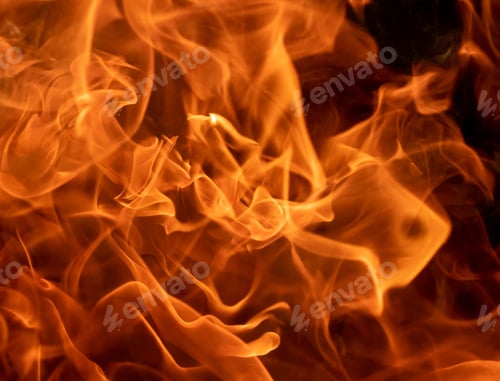 Preview: Flames of fire on black background