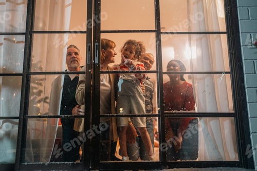 Preview: Celebrate Christmas at Home, Happy Family Dinner with Father, Mother, Children Gathered